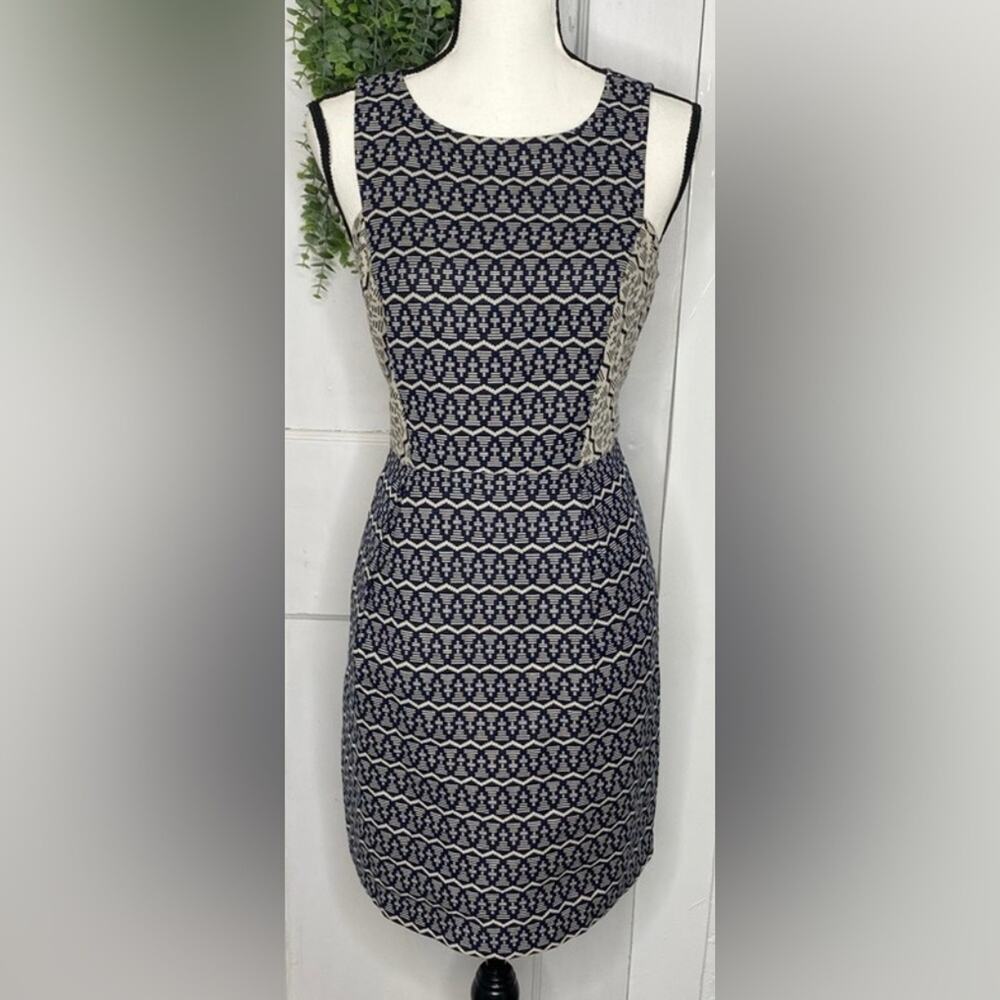 ANN TAYLOR LOFT ~ Blue and White Pattern Block Dress ~ Size 6P